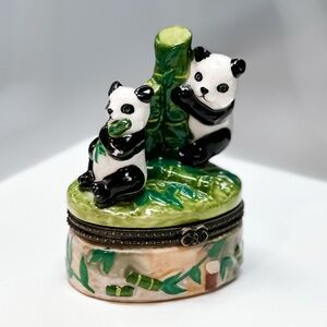 Adorable Panda Trinket Box – Hand-Painted Porcelain Hinged Keepsake